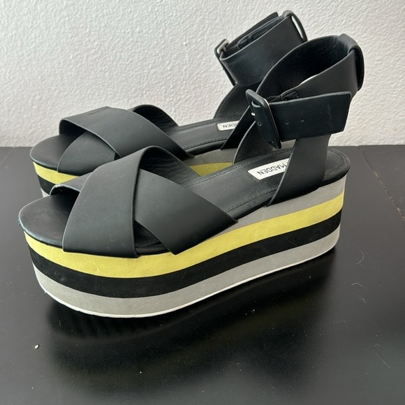 Steve Madden Macer Women's Cuffed Platform Sandals Black Multi size 8 - Picture 4 of 12